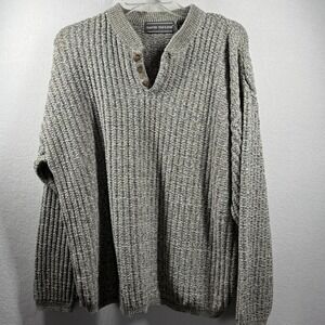 David Taylor Sweater‎ Mens Medium Gray Henley Waffle Knit Heavyweight USA